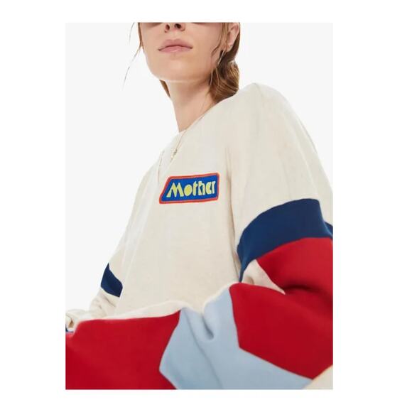 Mother The Loosen-Up Crop Embroidered Logo Sweatshirt Size Small - Picture 3 of 12